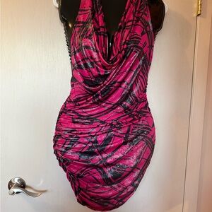 Pink and Black Backless Dress